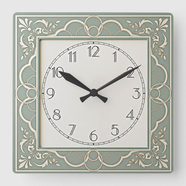 Art Deco Nice Square Wall Clock (Front)