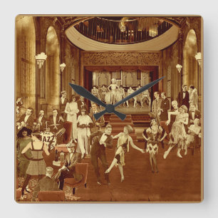 Art Deco Night Club Square Wall Clock