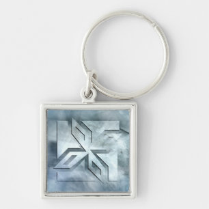 Art Deco Ninja Star Icon on stone Key Ring