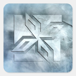 Art Deco Ninja Star Icon on stone Square Sticker