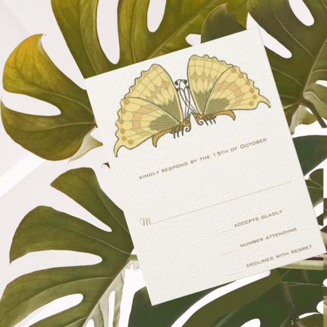 Art Deco Nouveau Butterfly Response RSVP Card (Creator Uploaded)