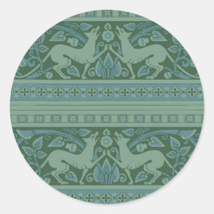 Art Deco Nouveau Dog Nature Animal Pattern Classic Round Sticker