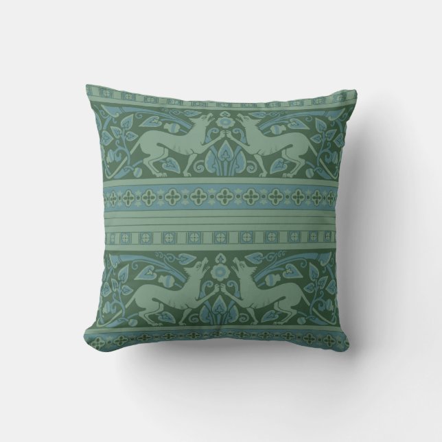 Art Deco Nouveau Dog Nature Animal Pattern Cushion (Front)