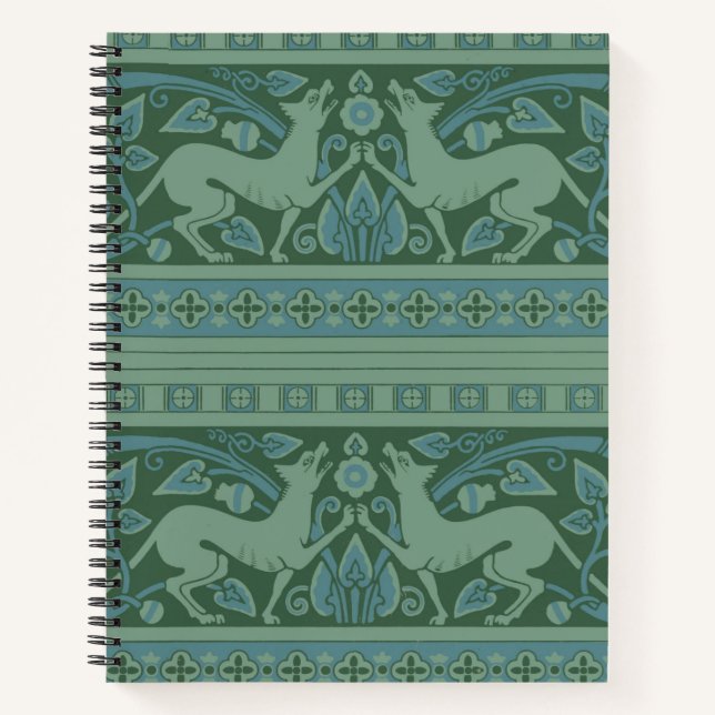 Art Deco Nouveau Dog Nature Animal Pattern Notebook (Front)