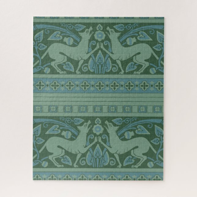 Art Deco Nouveau Dog Nature Botanical Antique Jigsaw Puzzle (Vertical)