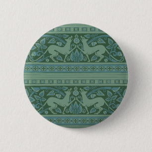 Art Deco Nouveau Dog Nature Botanical :Pattern 6 Cm Round Badge