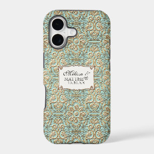 Art Deco Nouveau Faux Gold Floral Damask Lace