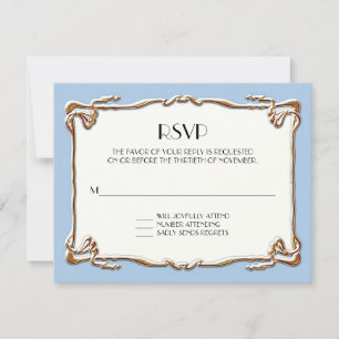 Art Deco Nouveau Gatsby Style Gold n Lace Look RSVP Card