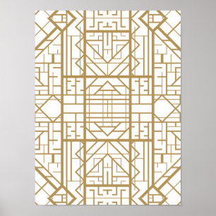 Art deco,nouveau,gold,white,chic,vintage,elegant,t poster