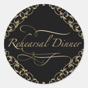 Art Deco Nouveau Lace Damask Golden Calligraphy Classic Round Sticker