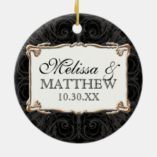 Art Deco Nouveau Lace n Gold Look Personalised Ceramic Tree Decoration
