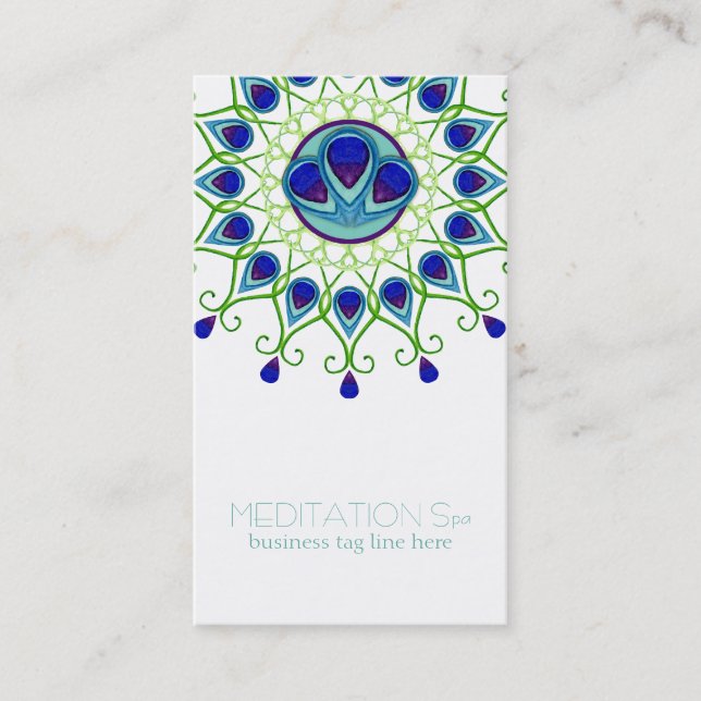 Art Deco Nouveau Peacock Feather Modern Business Business Card (Front)