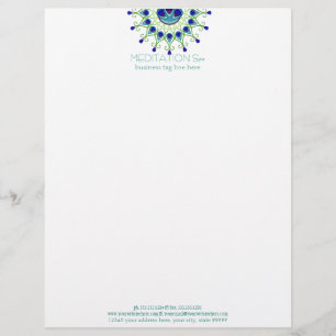 Art Deco Nouveau Peacock Feather Modern Business Customised Letterhead