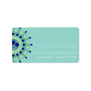 Art Deco Nouveau Peacock Feather Modern Business Label