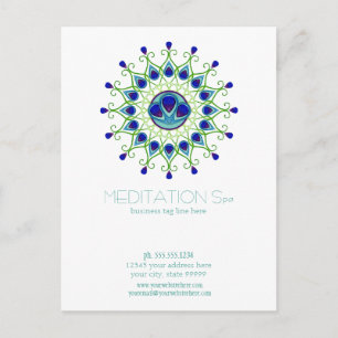 Art Deco Nouveau Peacock Feather Modern Business Postcard