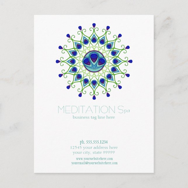 Art Deco Nouveau Peacock Feather Modern Business Postcard (Front)