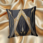 Art Deco Old Gold Black Geometric lace Design Cushion<br><div class="desc">Art Deco old faded Gold Black Geometric Design lace</div>