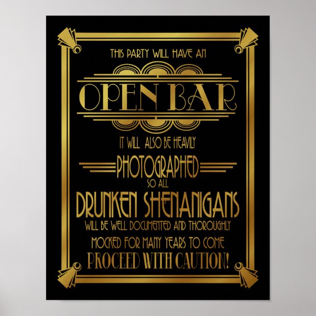 Art Deco Open Bar Gold B/G color change Poster (Front)