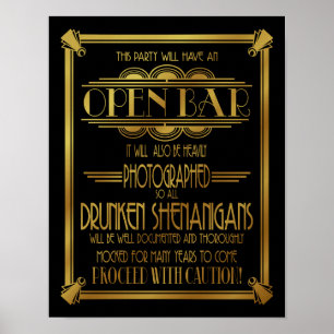 Art Deco Open Bar Gold B/G colour change Poster