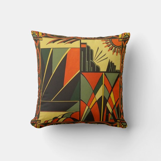 Art Deco Orange Cushion (Front)