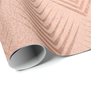 Art Deco Ornament Blush Rose Copper Geometry Wrapping Paper