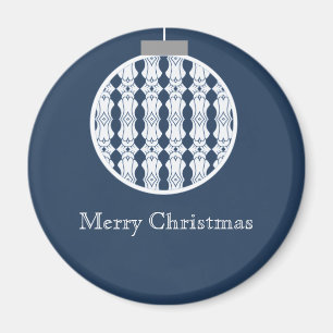 Art Deco Ornament Holiday Magnet, Dark Blue Magnet