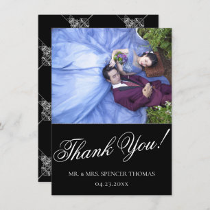 Art Deco Ornamental Black and Silver Geometric Thank You Card