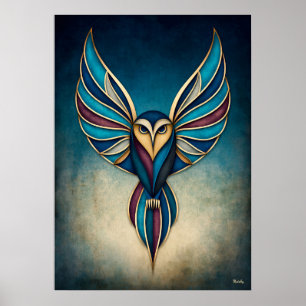 Art Deco Owl Abstract Geometric Bird Wall Art