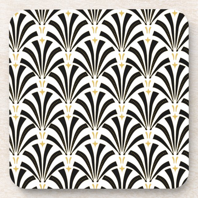 Art Deco Palmetto Fans Custom Pattern Coaster (Front)