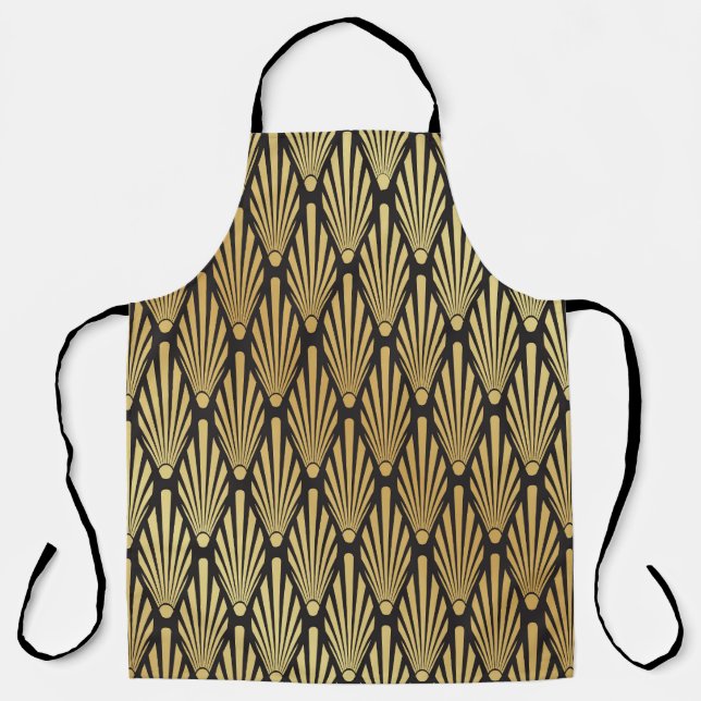 Art Deco Palms: Black Gold. Apron (Front)