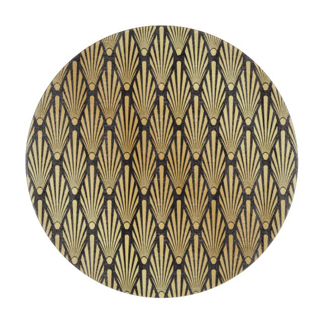 Art Deco Palms: Black Gold. Cutting Board (Front)