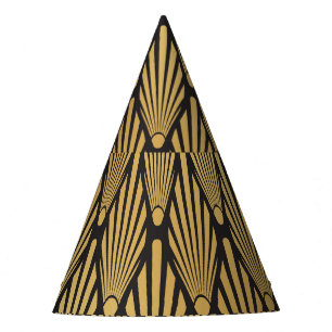 Art Deco Palms: Black Gold. Party Hat