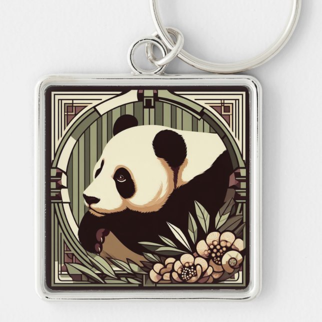 Art Deco Panda Bear Keychain (Front)