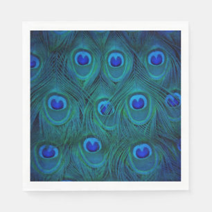 Art Deco  Parisian Teal Green Peacock Feather Napkin