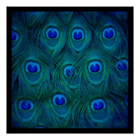 Art Deco  Parisian Teal Green Peacock Feather