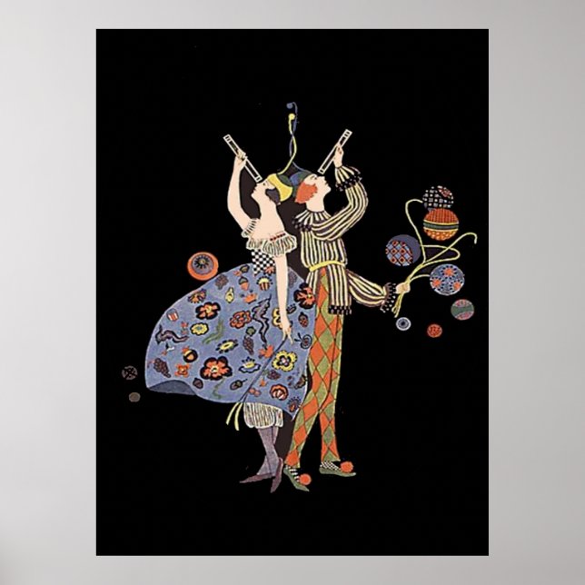 Art Deco Party Couple Celebration Poster (Front)