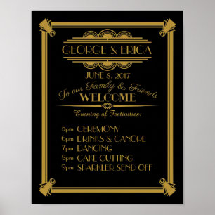 Art Deco party day event planner, order of service Poster