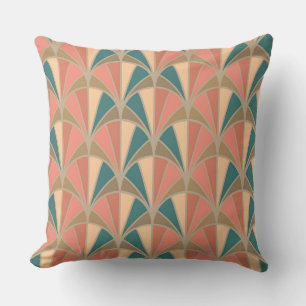 Art Deco Pastel Colour Fan Pattern Cushion