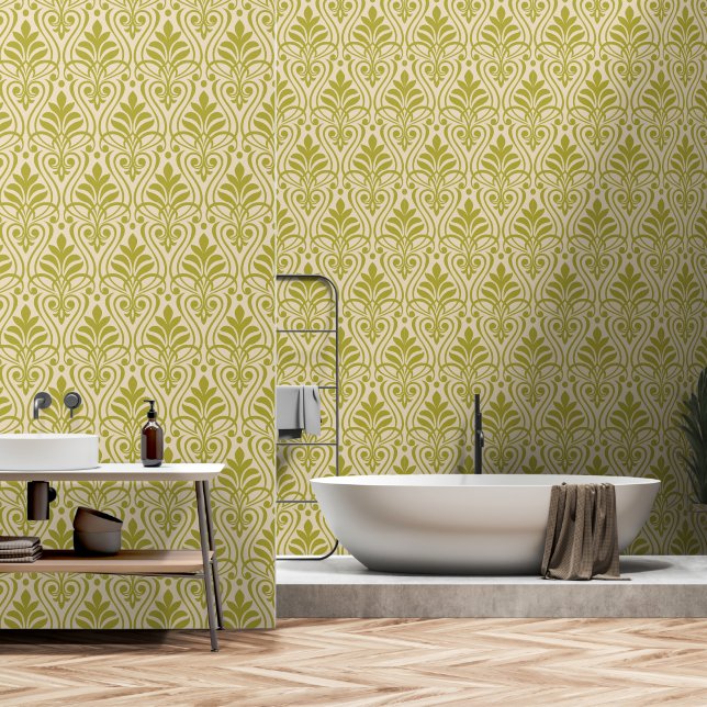 Art Deco Pattern 01 - Deco Gold on Off-White Wallpaper (Bathroom)