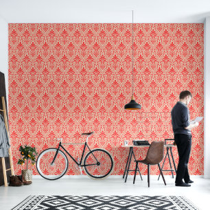Art Deco Pattern 01 - Light Red on Off-White Wallpaper