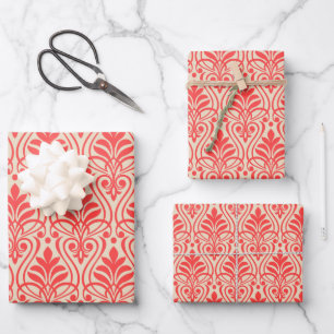 Art Deco Pattern 01 - Light Red on Off-White Wrapping Paper Sheet