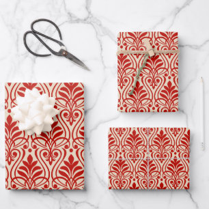 Art Deco Pattern 01 - Milano Red on Off-White Wrapping Paper Sheet