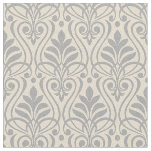 Art Deco Pattern 01 - Spanish Grey on Off-White Fabric
