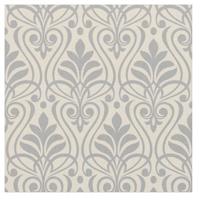 Art Deco Pattern 01 - Spanish Grey on Off-White Fabric (Close Up)