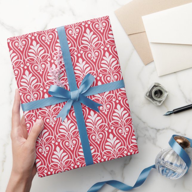 Art Deco Pattern 01 - White on Paradise Pink Wrapping Paper (Gifting)