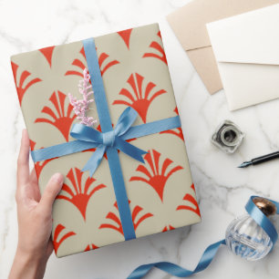 Art Deco Pattern 02 - Dali's Red on Off-White Wrapping Paper