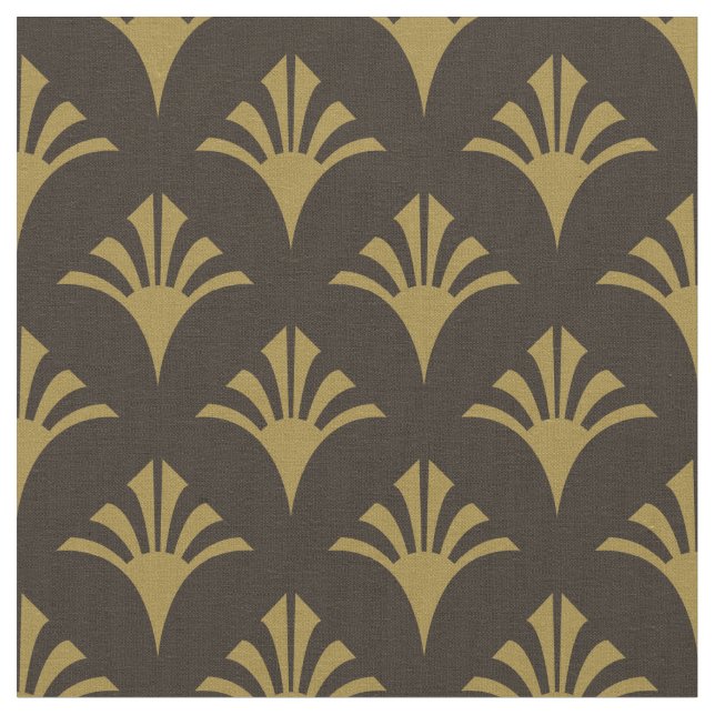 Art Deco Pattern 02 - Deco Gold on Deco Black Fabric (Close Up)