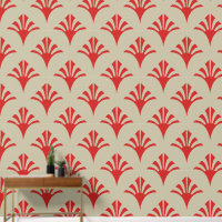 Art Deco Pattern 02 - Persian Red on Off-White