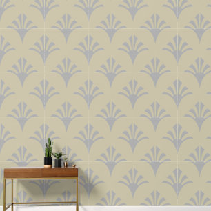 Art Deco Pattern 02 - Spanish Gray on Off-White Wallpaper