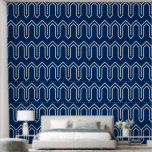 Art Deco Pattern 05 - White on Dark Azure Wallpaper<br><div class="desc">Art Deco Pattern 05 - White on Dark Azure</div>